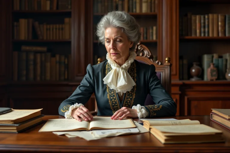 Historienne du XIXe siècle dans son bureau ancien